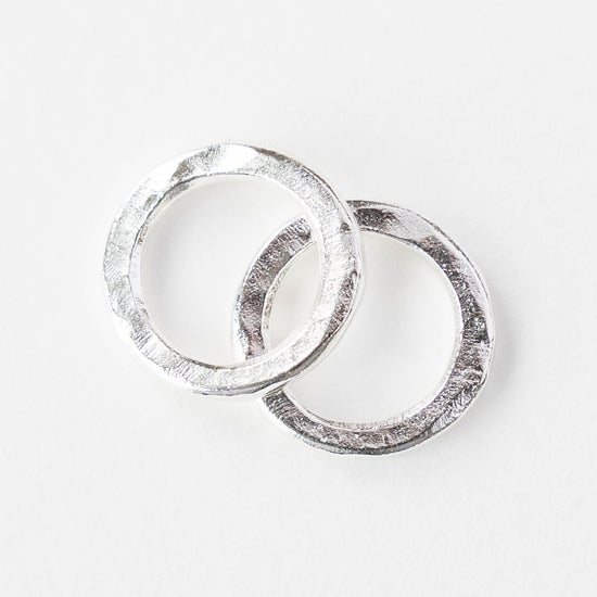 16mm Hammered Circle Hoop - Silver - 1, 2 or 6 pieces