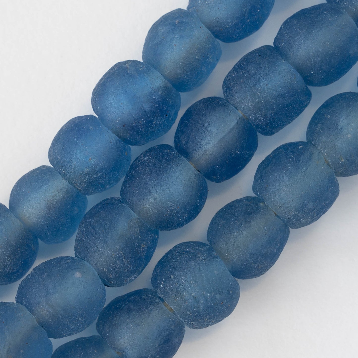 Round Ghana Glass Beads - Slate Blue - 14mm