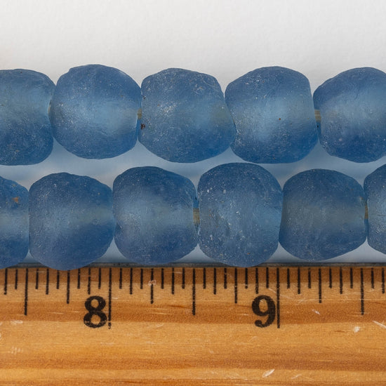 Round Ghana Glass Beads - Slate Blue - 14mm