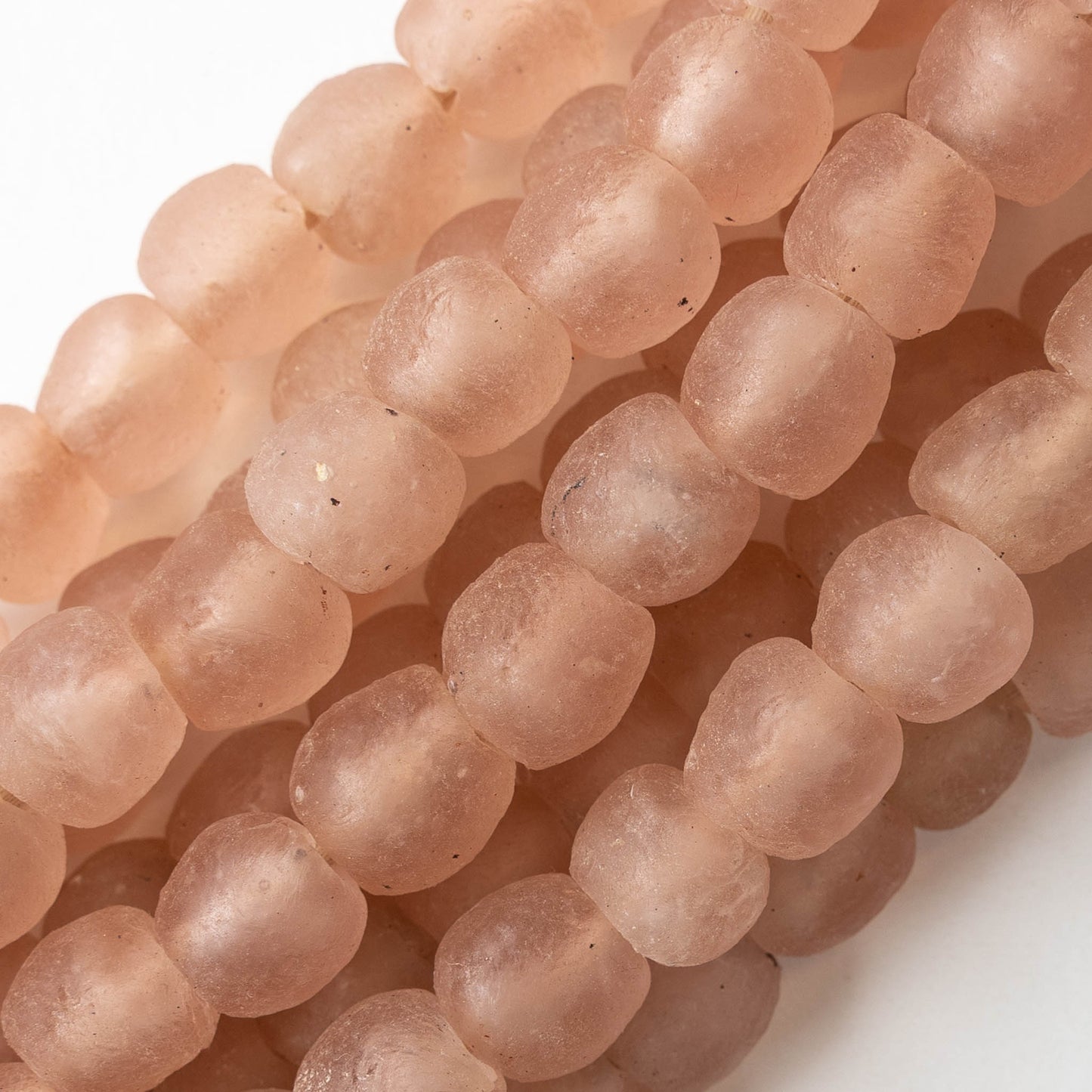 15mm Round Ghana Glass Beads - Matte Peach - Whole or Half Strand