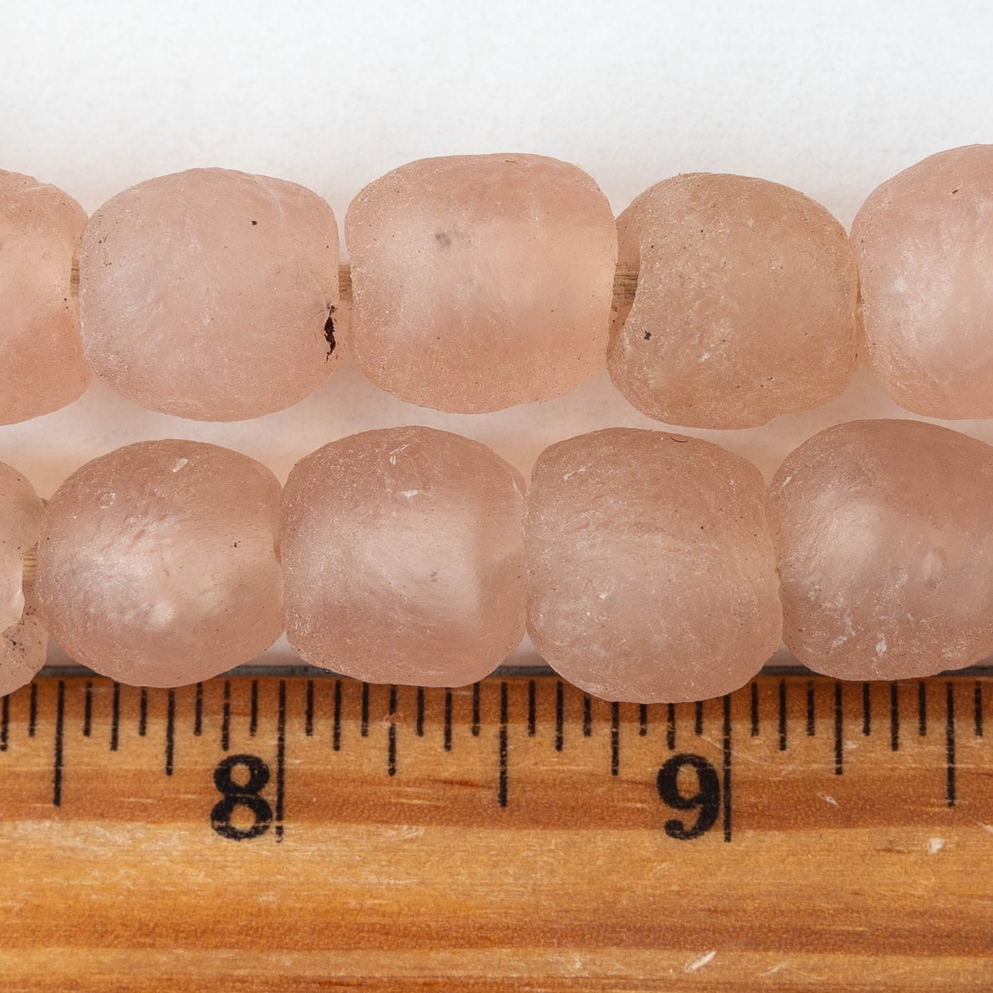 15mm Round Ghana Glass Beads - Matte Peach - Whole or Half Strand