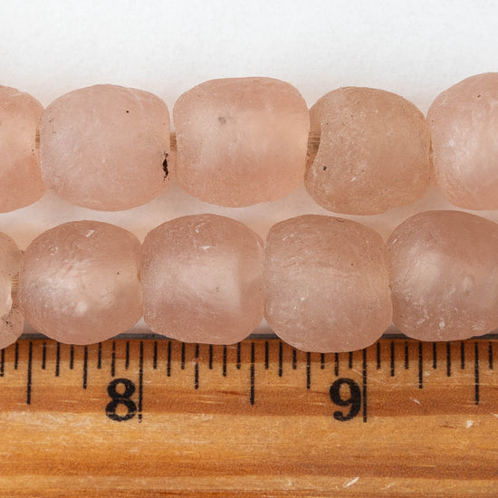 15mm Round Ghana Glass Beads - Matte Peach - Whole or Half Strand
