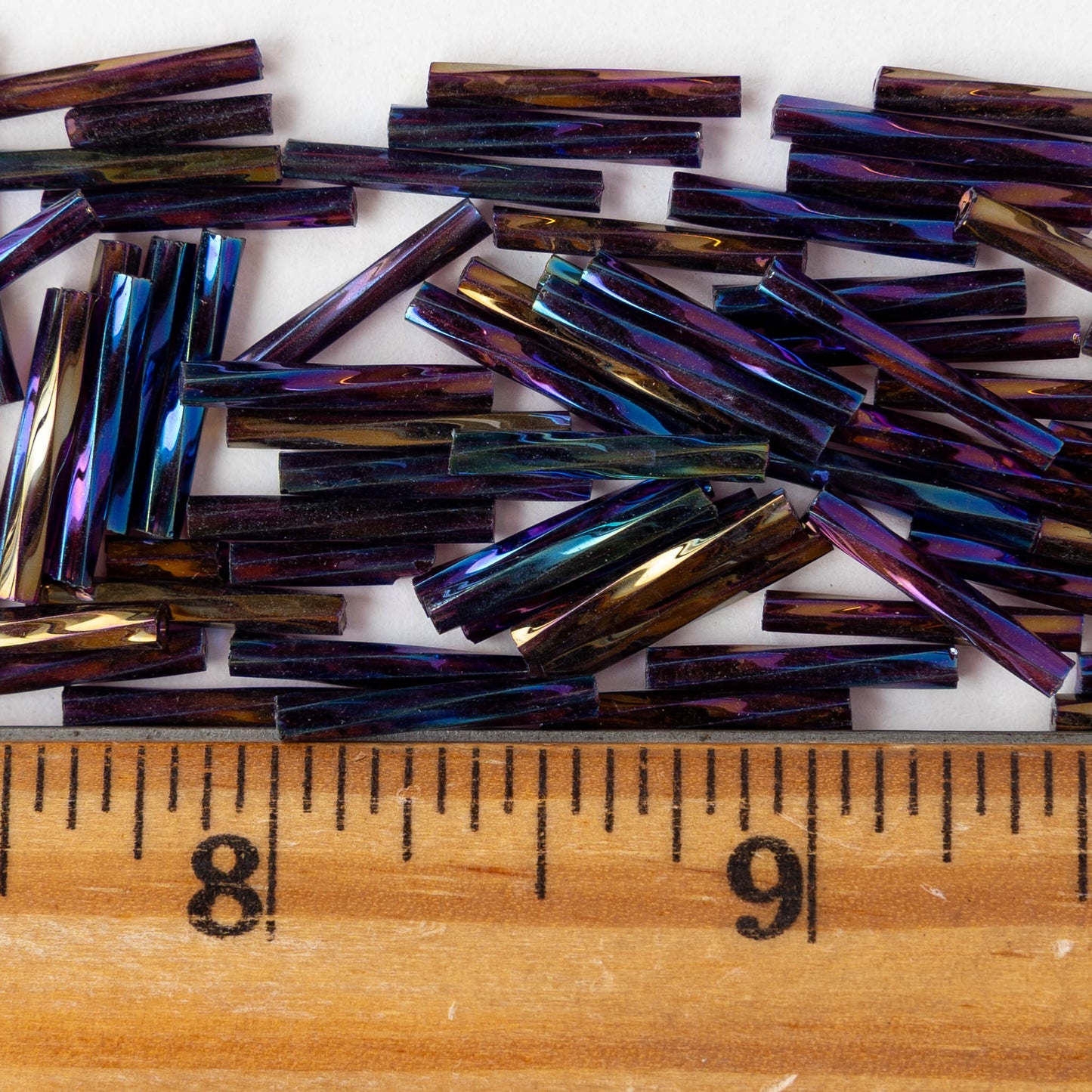 15mm Twisted Bugle Beads - Amethyst Rainbow - 200 Beads