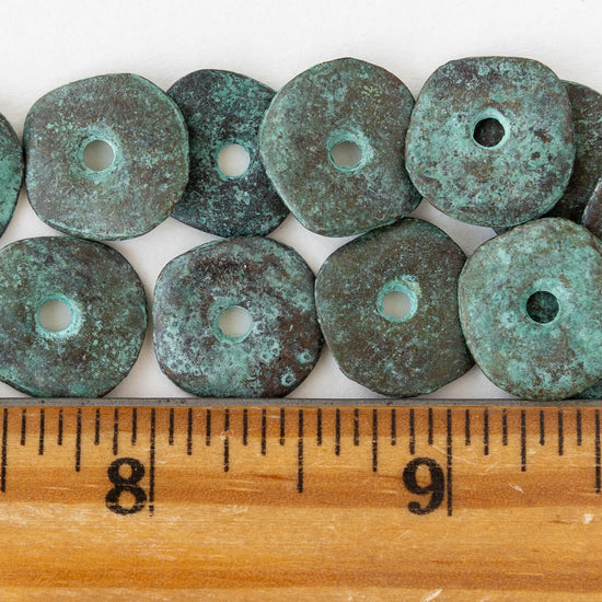 Mykonos 15mm Cornflake Beads - Copper Patina Patina - 4 or 12