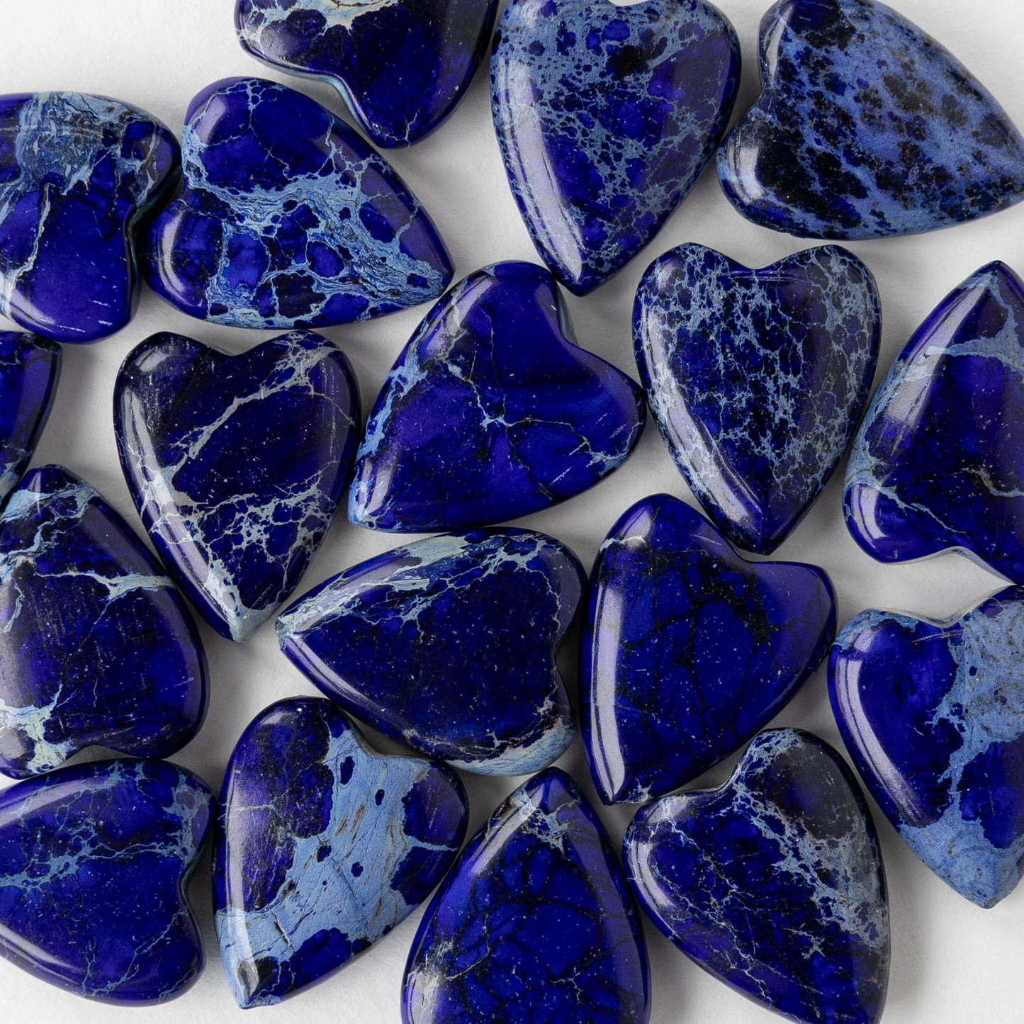 15x20mm Impression Jasper Heart Beads - Cobalt Blue - 2 Beads