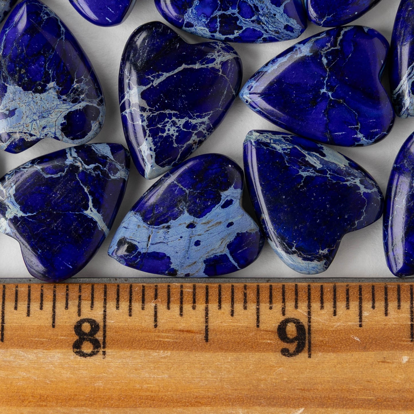 15x20mm Impression Jasper Heart Beads - Cobalt Blue - 2 Beads