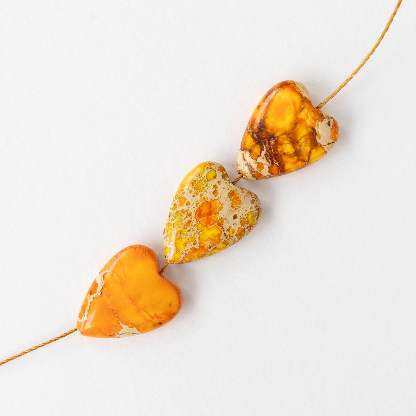 15x20mm Impression Jasper Heart Beads - Light Orange - 2 Beads