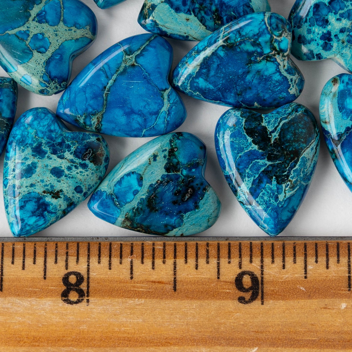15x20mm Impression Jasper Heart Beads - Turquoise - 2 Beads