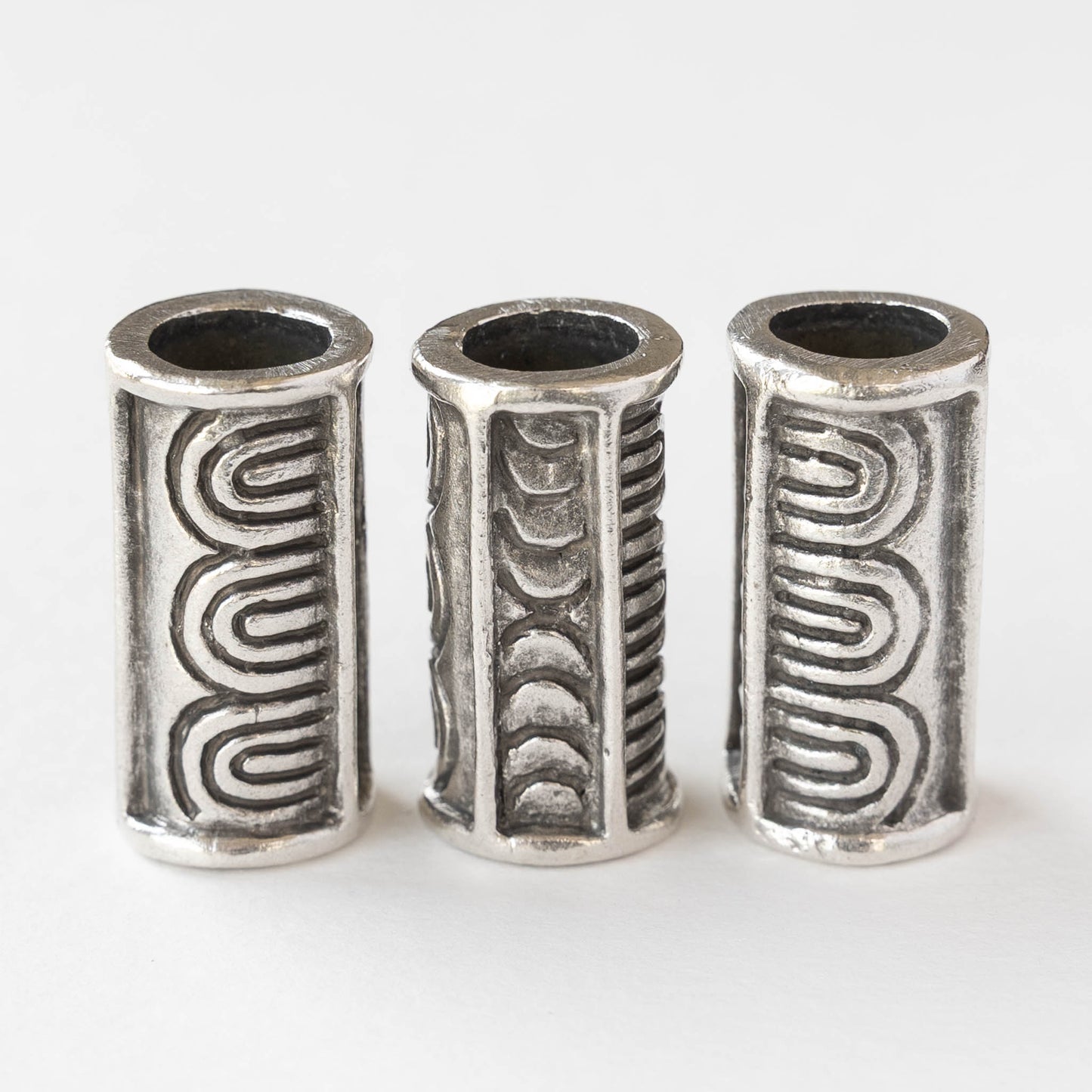 15x30mm Mykonos Metal Tube Bead - Antiqued Silver - 1 bead