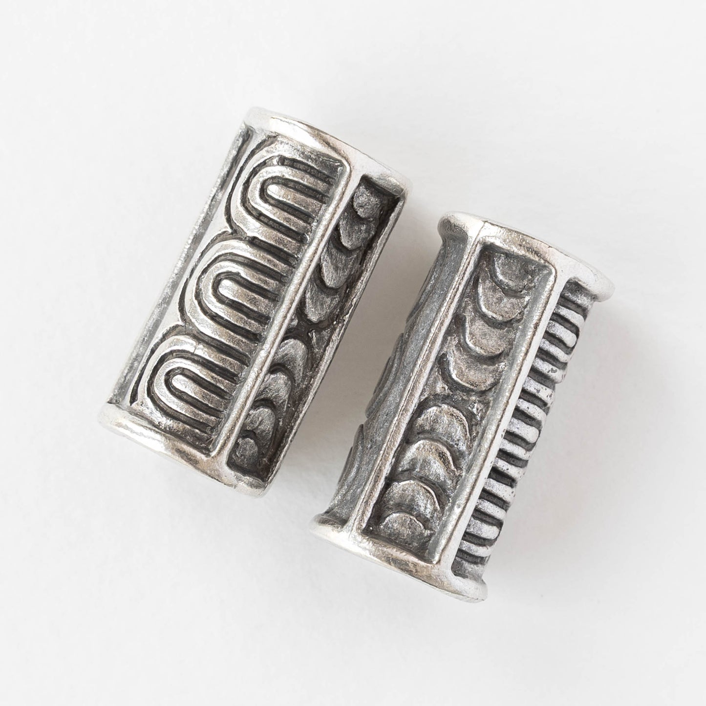 15x30mm Mykonos Metal Tube Bead - Antiqued Silver - 1 bead