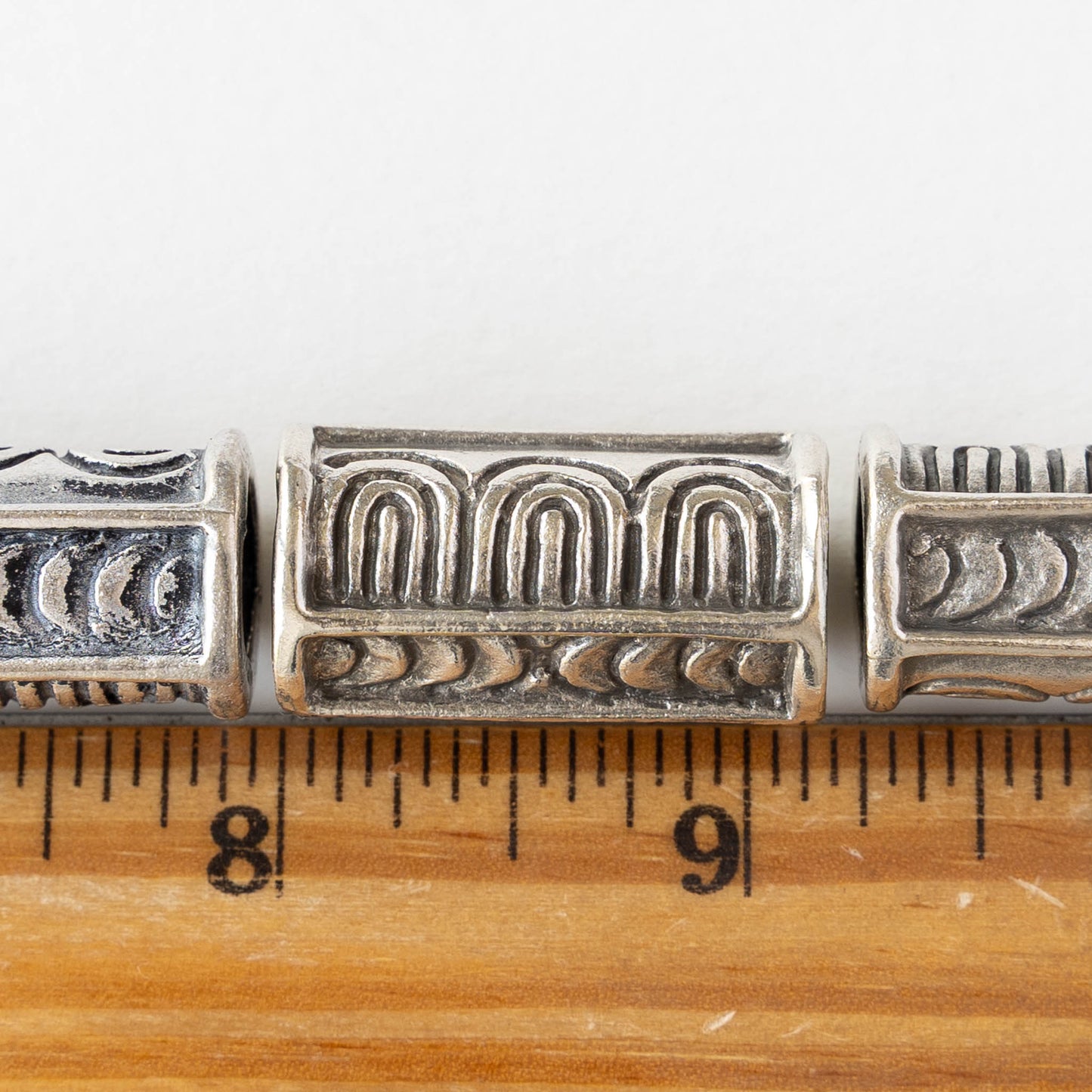 15x30mm Mykonos Metal Tube Bead - Antiqued Silver - 1 bead