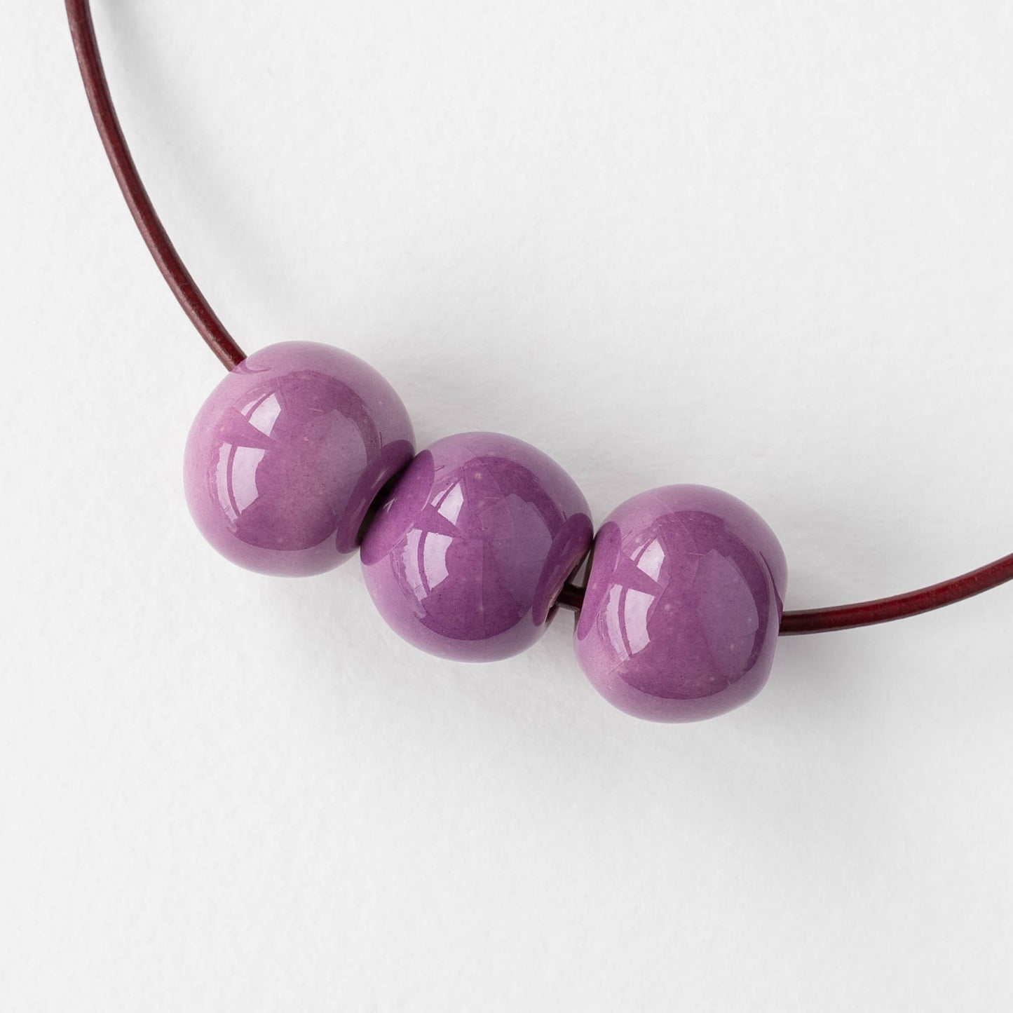 13x16mm Glazed Ceramic Round Beads - Lilac - 4 or 12 beads