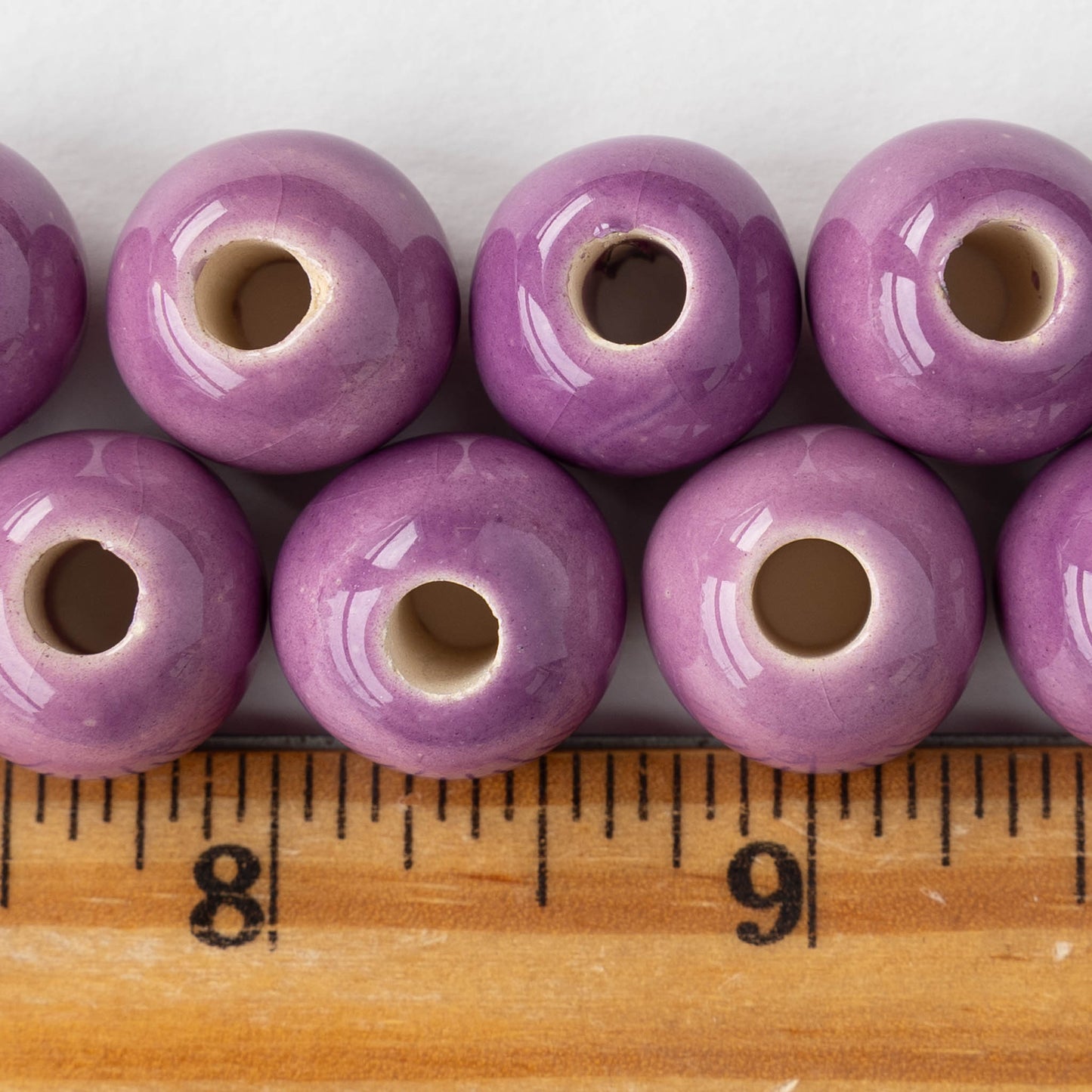 13x16mm Glazed Ceramic Round Beads - Lilac - 4 or 12 beads