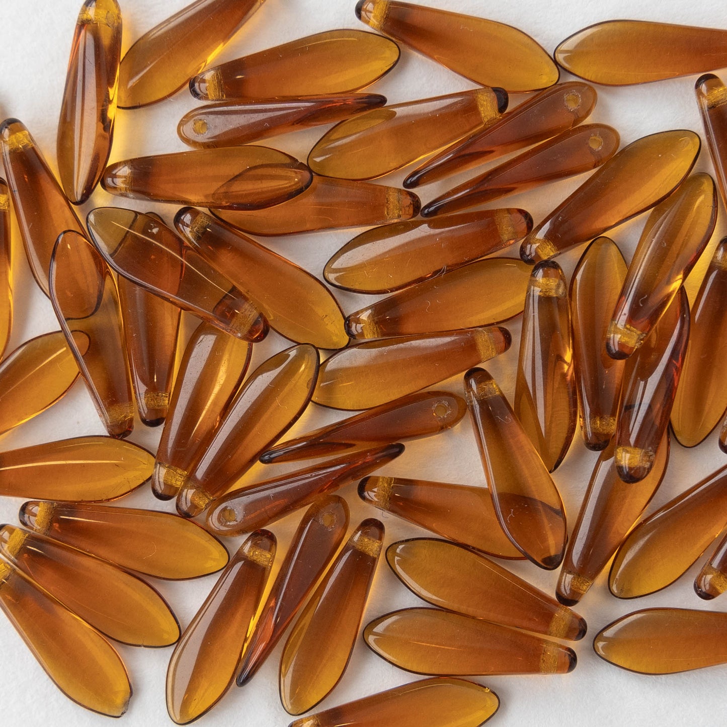 16mm Dagger Beads - Dark Amber  - 50 beads