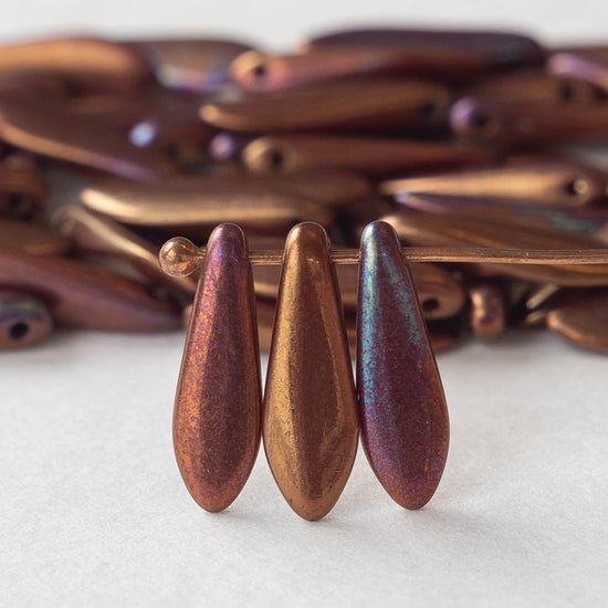 16mm Dagger Beads - Copper Iris- 50 beads