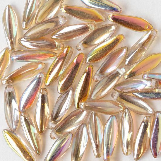 16mm Glass Dagger Beads - Crystal Lemon Rainbow - 50