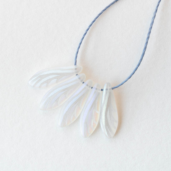 16mm Glass Dagger Beads - Matte Crystal AB Laser Etched  - 25 Beads