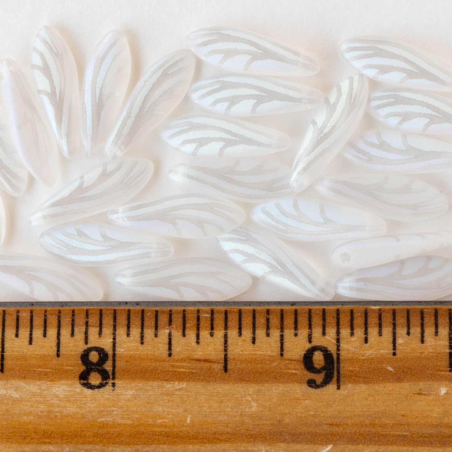 16mm Glass Dagger Beads - Matte Crystal AB Laser Etched  - 25 Beads