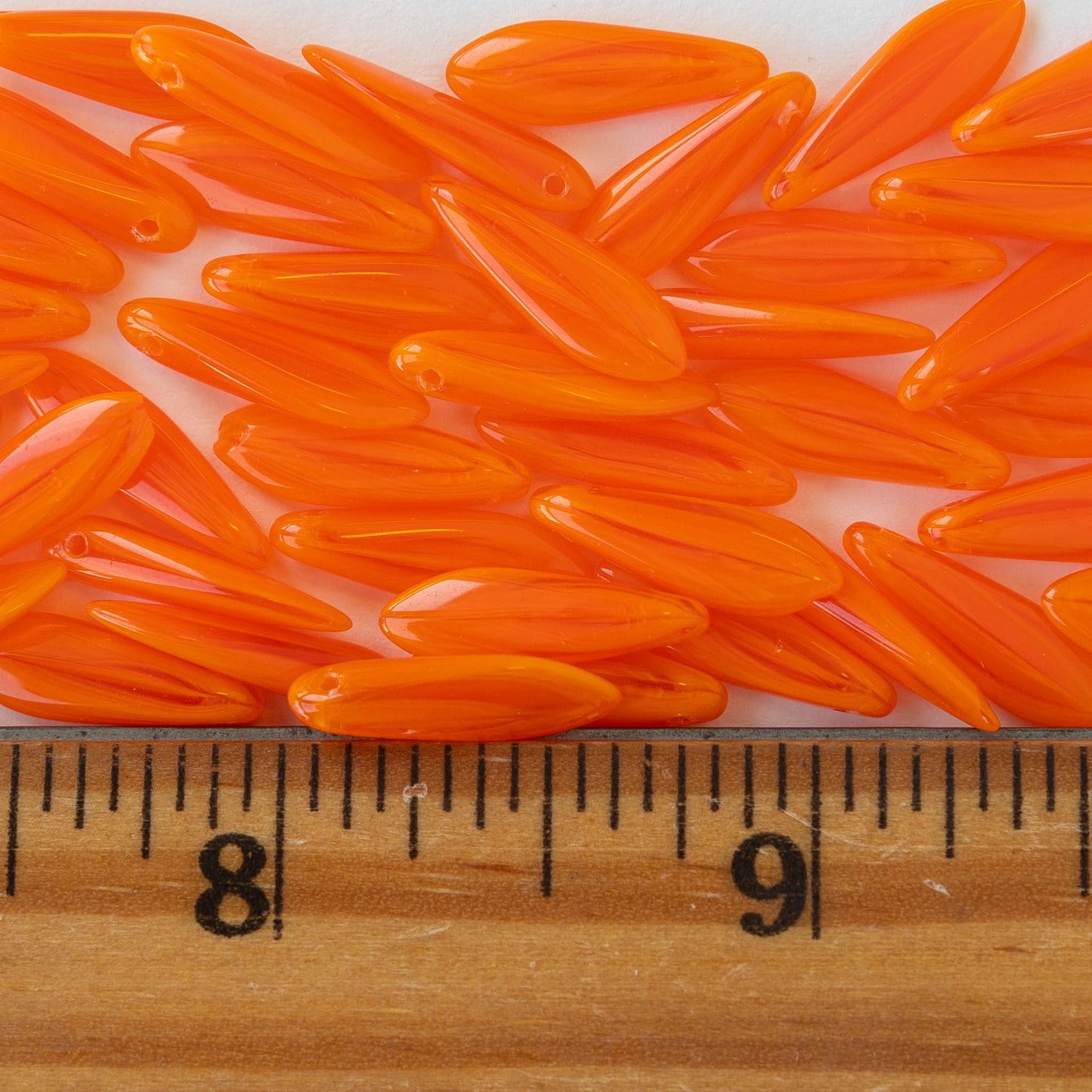 16mm Dagger Beads - Orange Opaline - 60 beads