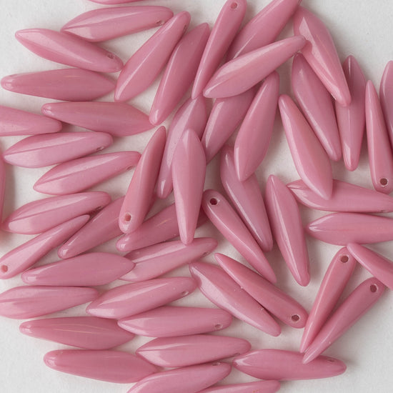 Load image into Gallery viewer, Copy of 16mm Dagger Beads - Opaque pink - 50 beads
