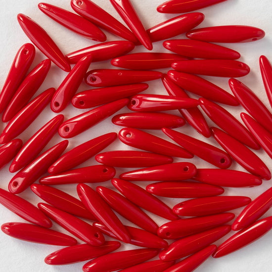 15mm Thorn  Beads - Opaque Red - 50 beads