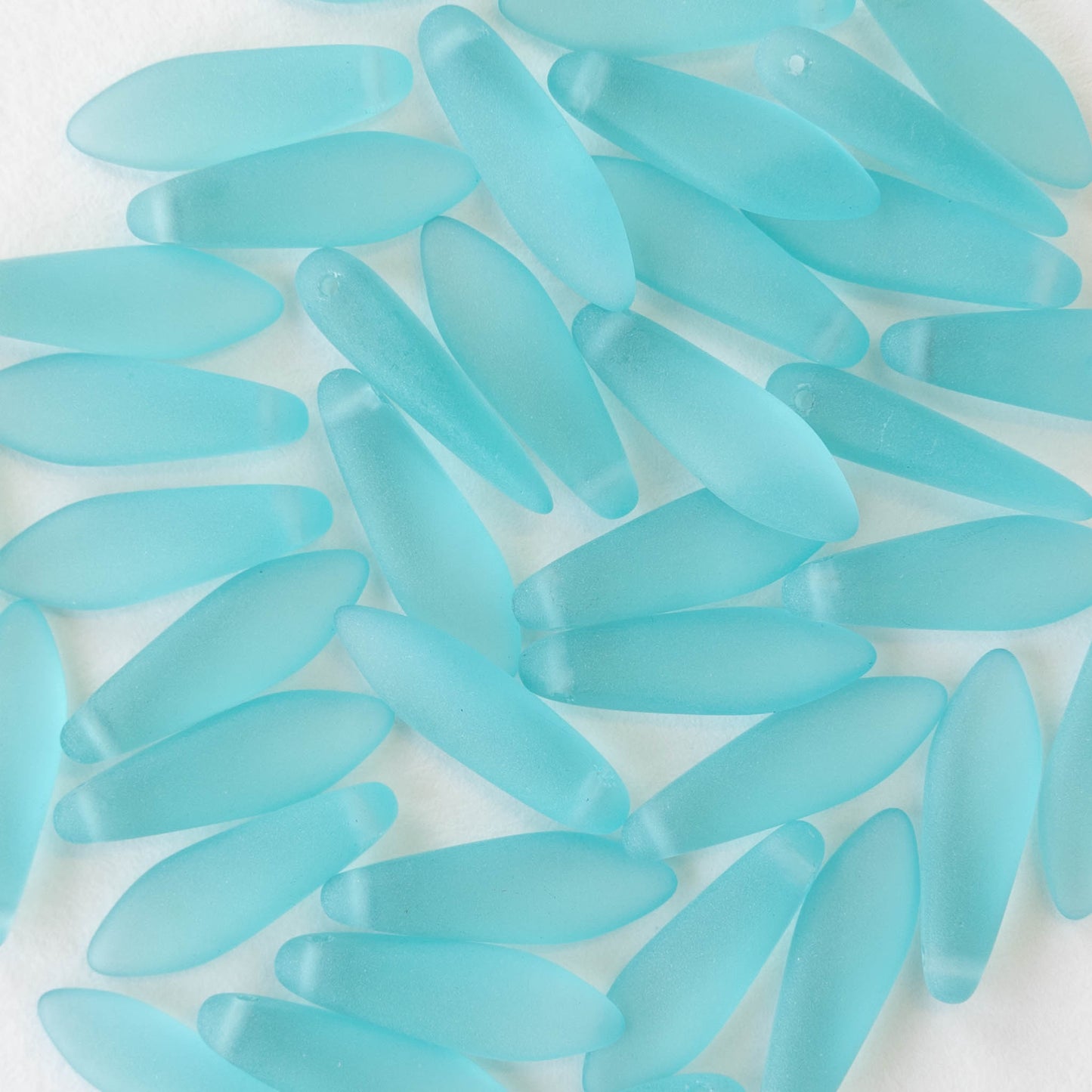 16mm Glass Dagger Beads - Matte Aqua - 50 beads