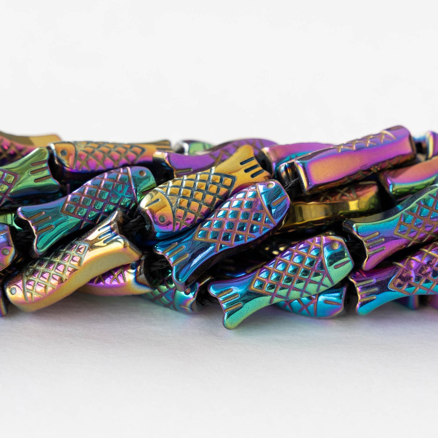 16mm Hematite Fish Beads - 6 beads
