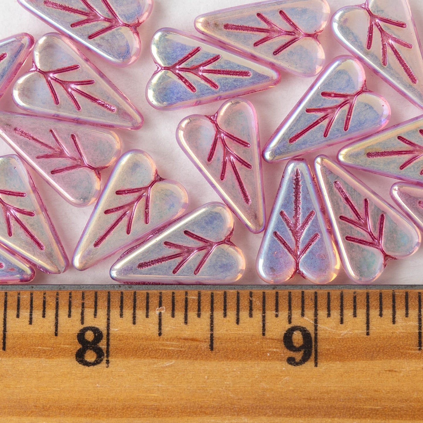 16mm Heart Bead - Pearly Pink Luster - 10