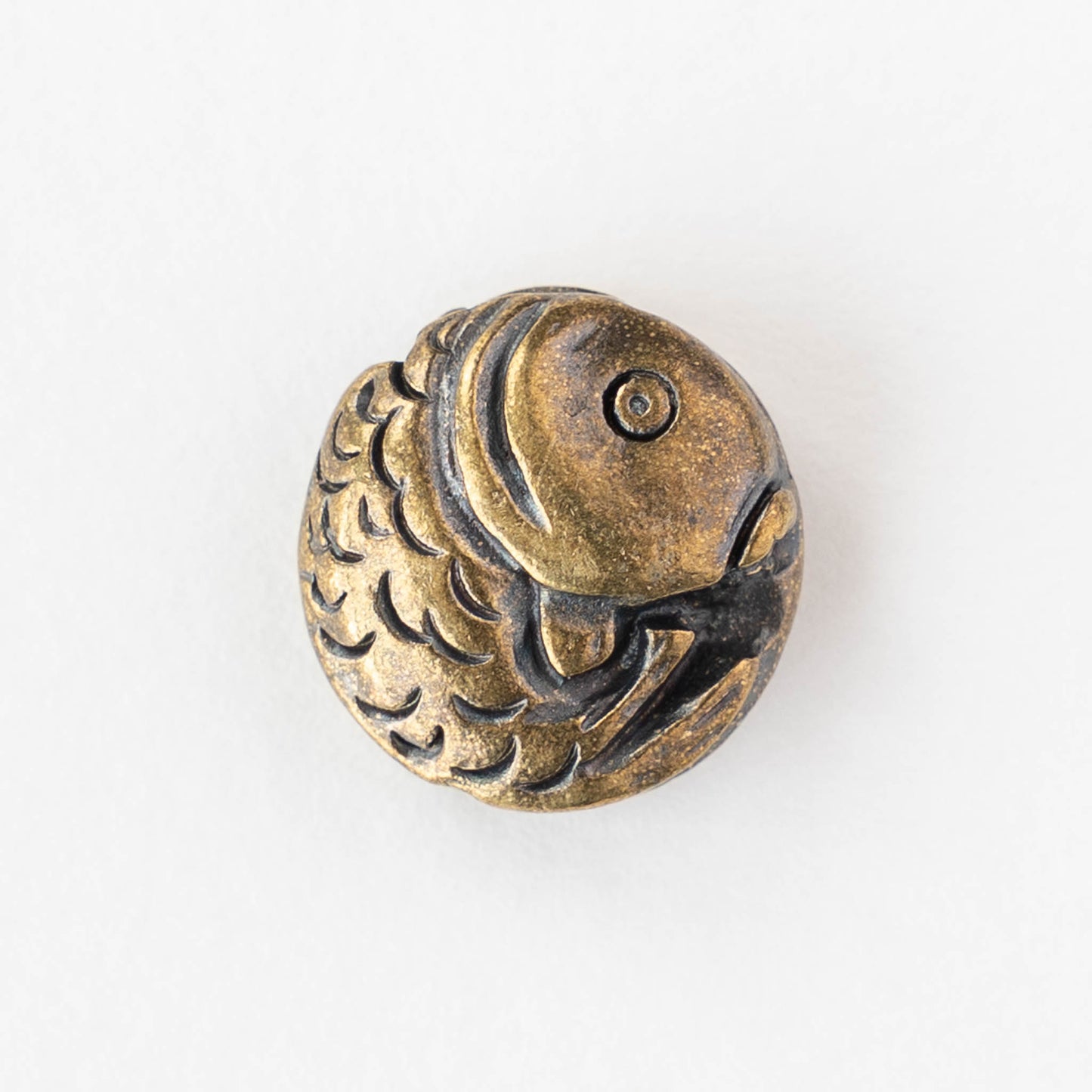 16mm Koi Coin Beads - Antique Brass - 2 or 6 beads