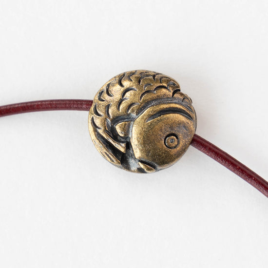 16mm Koi Coin Beads - Antique Brass - 2 or 6 beads