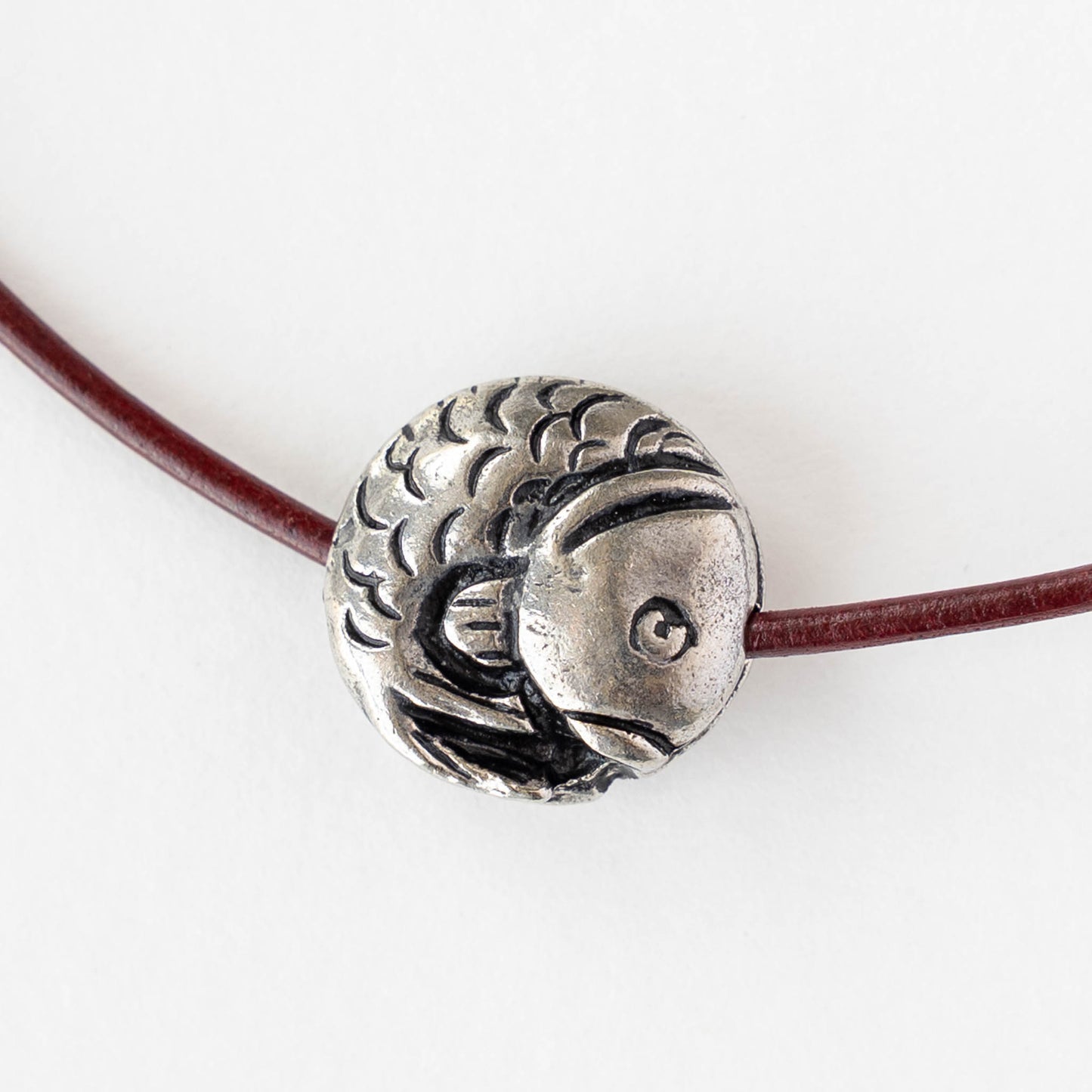 16mm Koi Coin Beads - Antique Silver - 2 or 6 beads