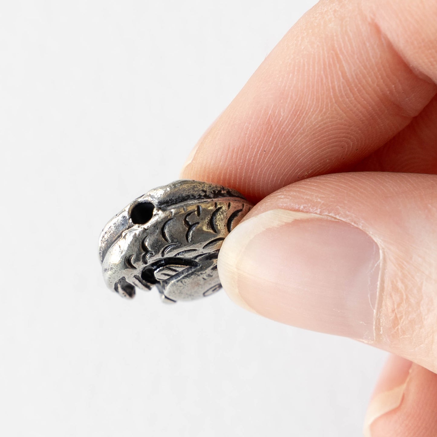 16mm Koi Coin Beads - Antique Silver - 2 or 6 beads