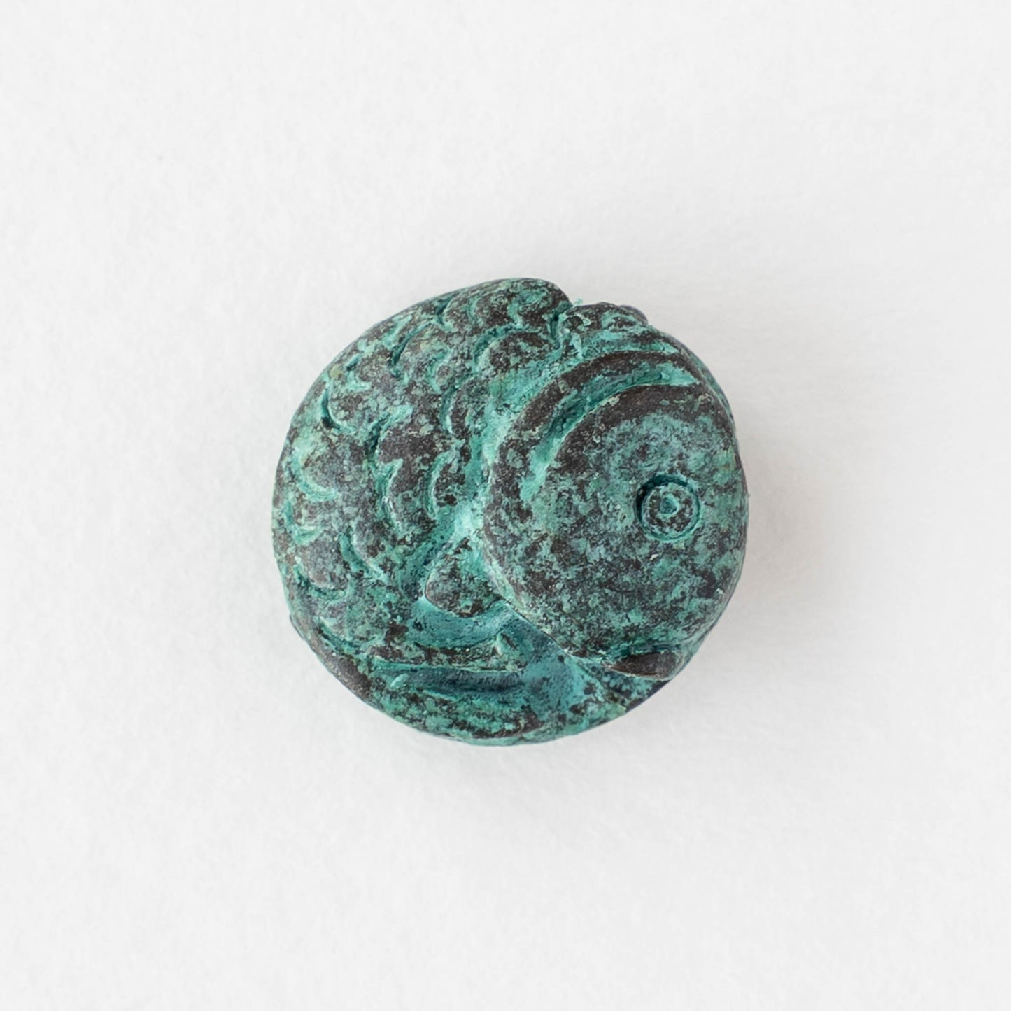 16mm Koi Coin Beads - Copper Patina - 2 or 6 beads