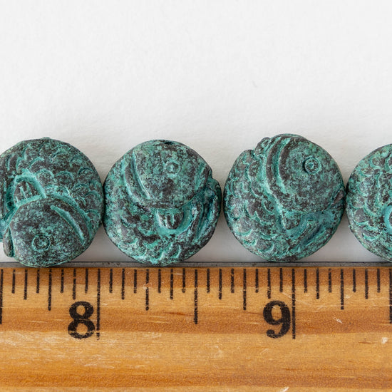 16mm Koi Coin Beads - Copper Patina - 2 or 6 beads