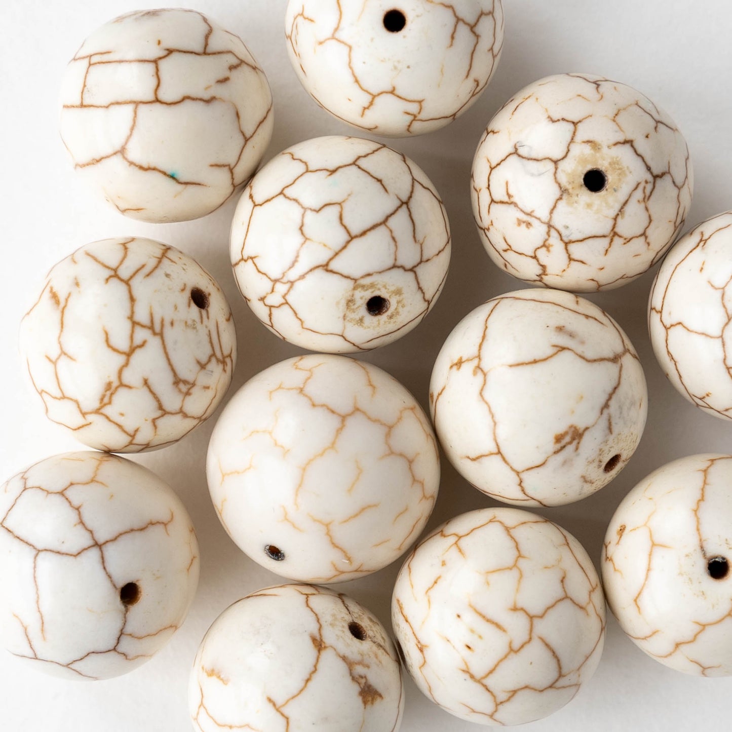 16mm Round Magnesite Beads - 10 Beads