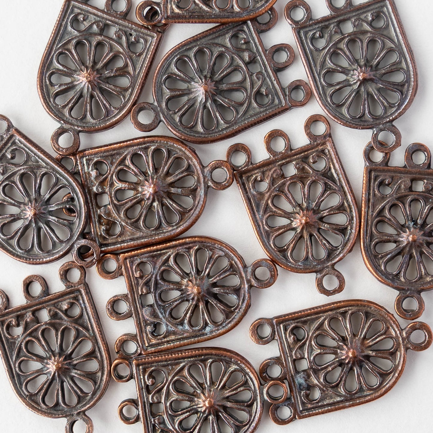 3 Hole Connectors - Antiqued Copper - 4 pieces