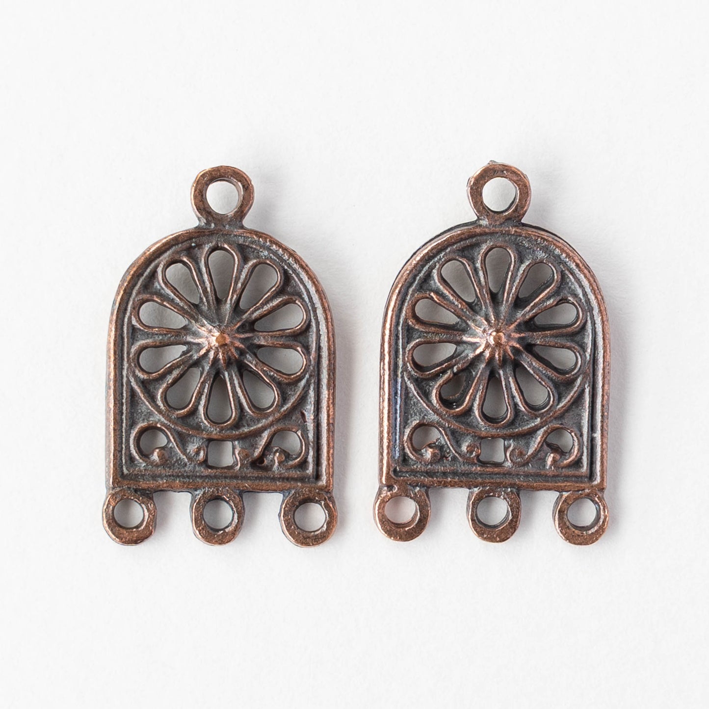 3 Hole Connectors - Antiqued Copper - 4 pieces