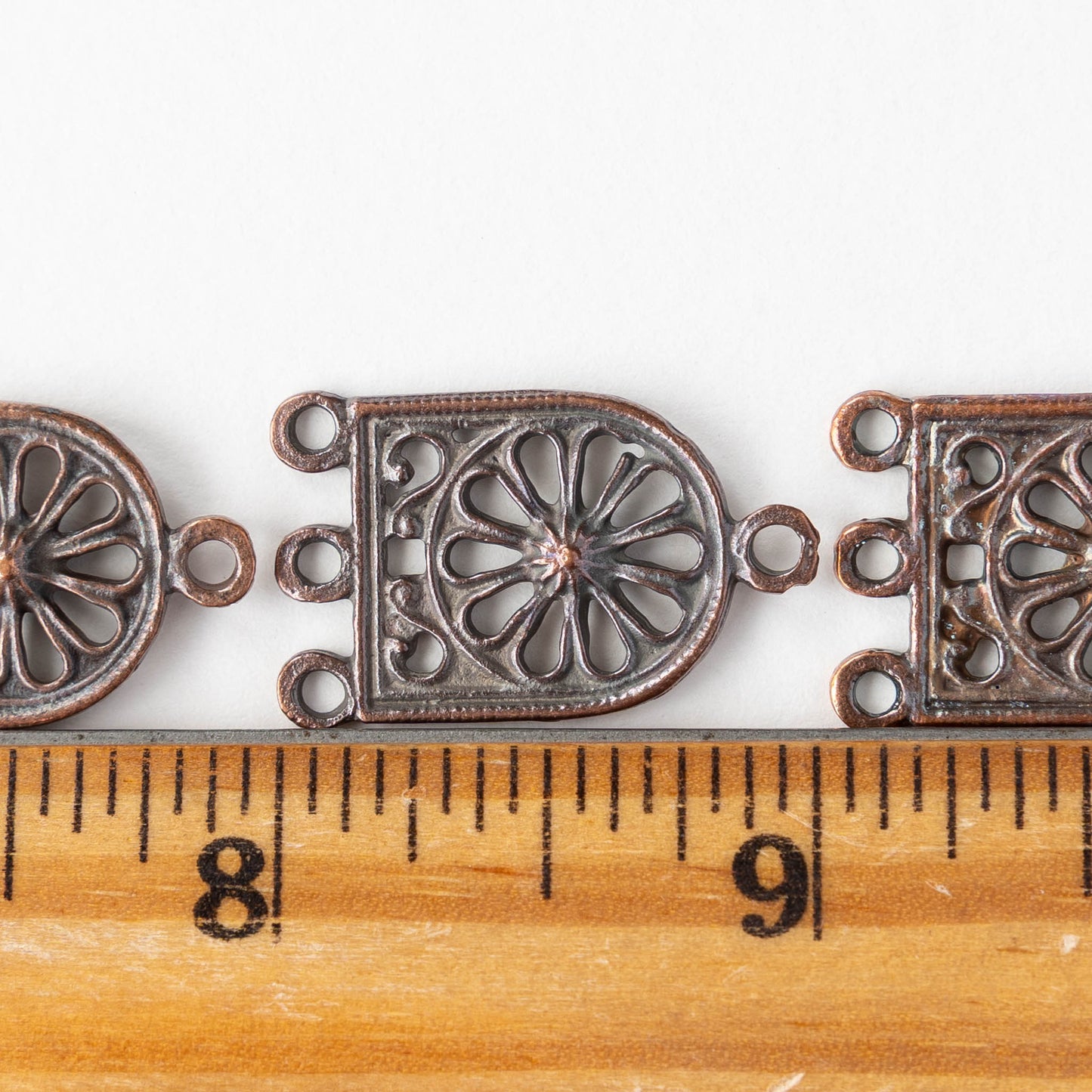 3 Hole Connectors - Antiqued Copper - 4 pieces