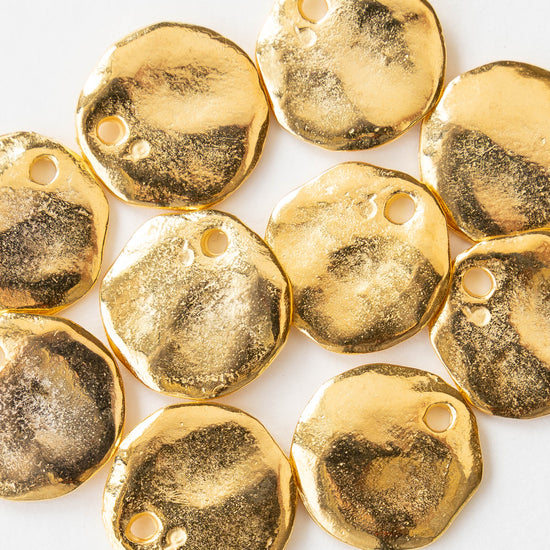 17mm Mykonos Coin Pendant - Gold - 1 or 6 pendants