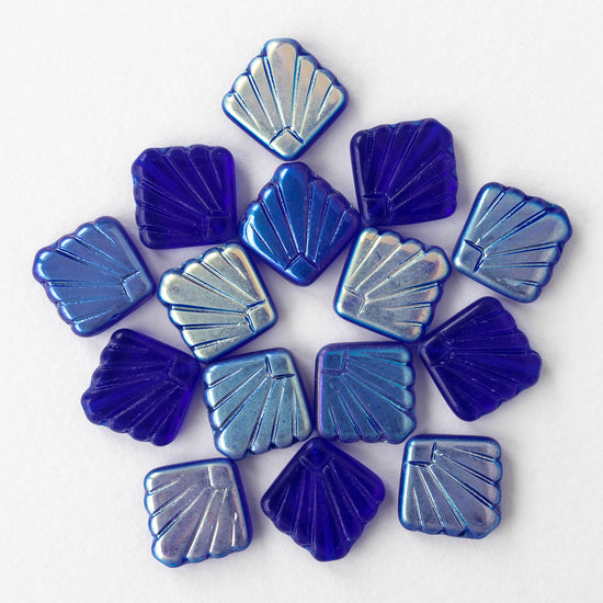 17mm Glass Diafan Beads - Cobalt AB - 10 beads