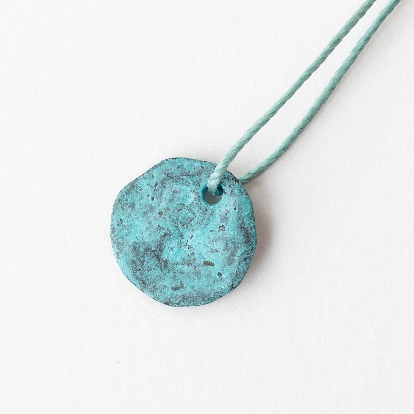 17mm Hammered Coin Charm - Green Patina - 2, 6, or 12 charms