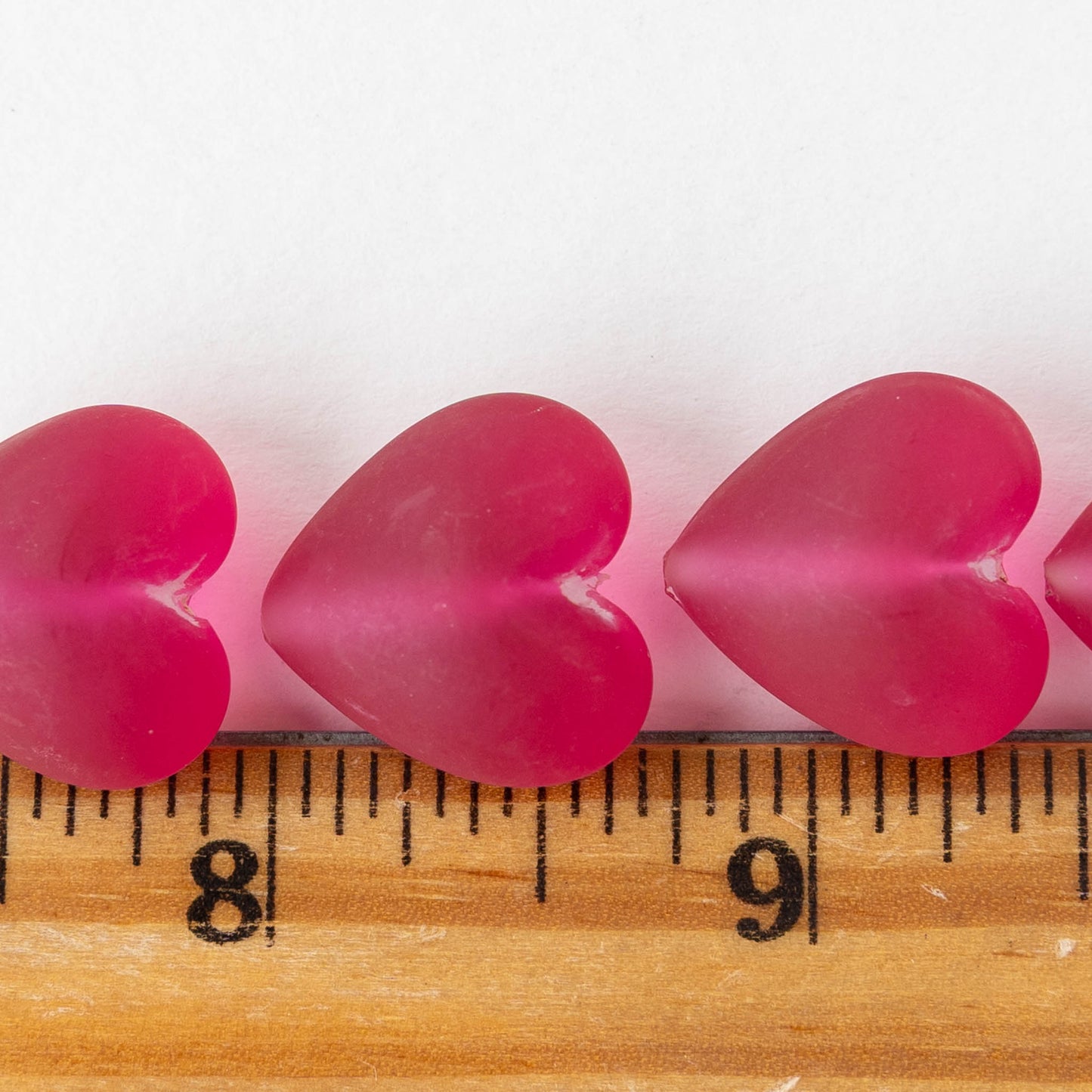 17mm Glass Heart Beads - Matte Pink - 1 Bead