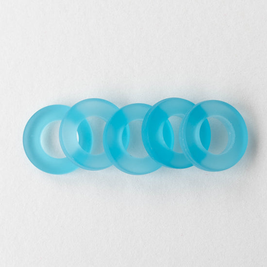 17mm Frosted Glass Rings - Aqua - 2 or 10