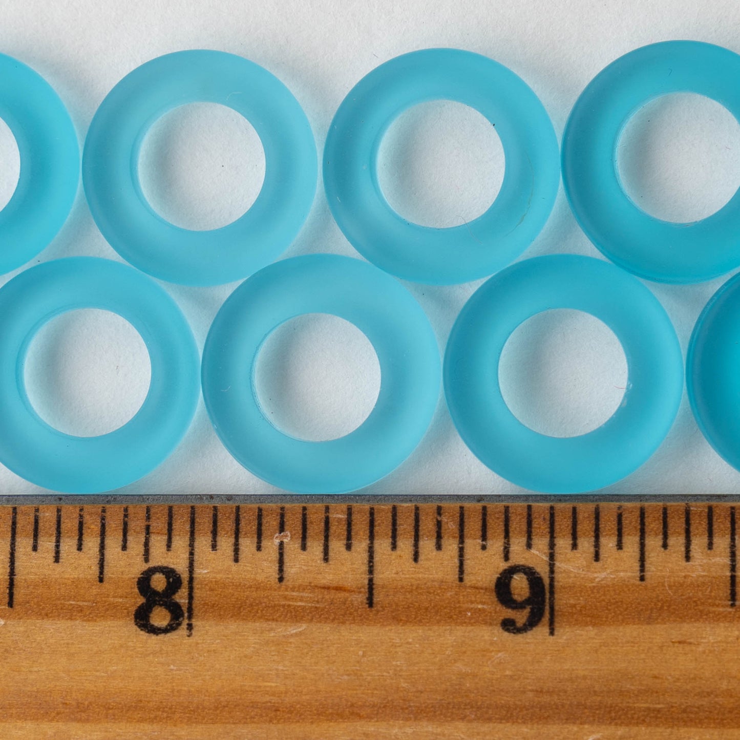 17mm Frosted Glass Rings - Aqua - 2 or 10