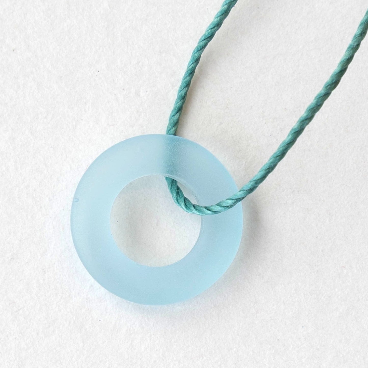 17mm Frosted Glass Rings - Light Aqua - 2 or 10