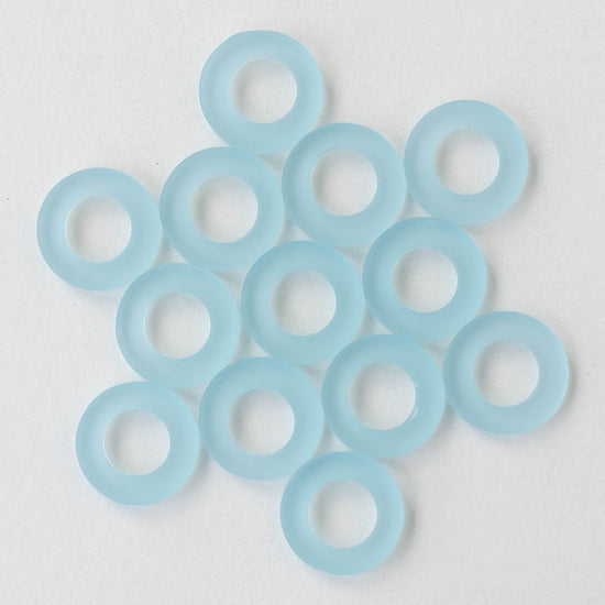 17mm Frosted Glass Rings - Light Aqua - 2 or 10