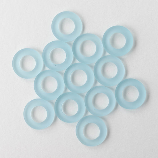 17mm Frosted Glass Rings - Light Aqua - 2 or 10