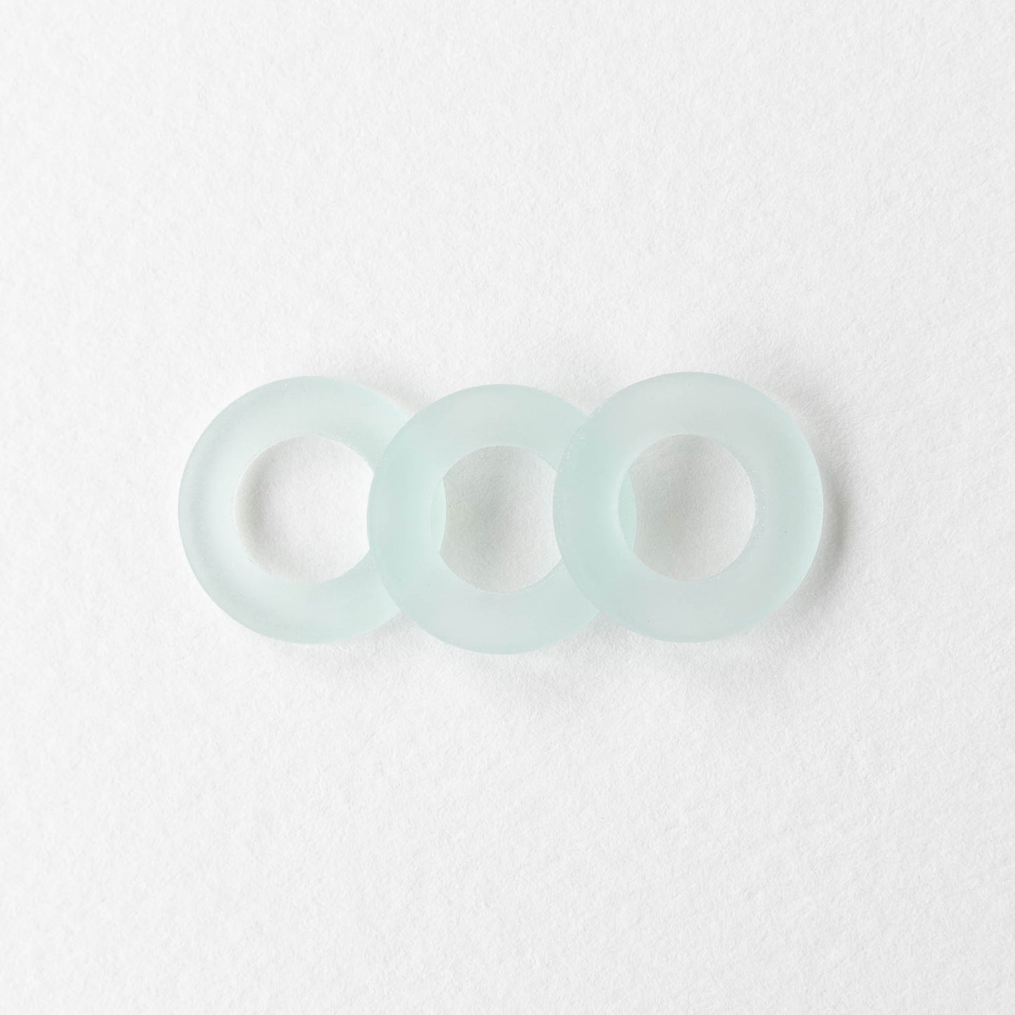 17mm Frosted Glass Rings - Lt Coke Green - 2 or 10