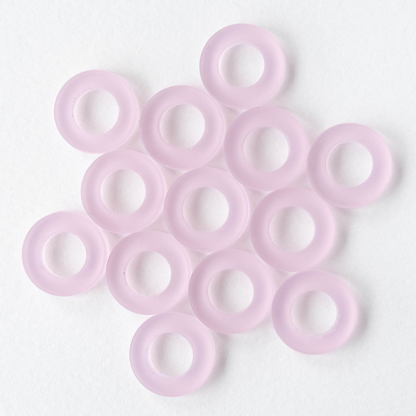 17mm Frosted Glass Rings - Pink - 2 0r 10