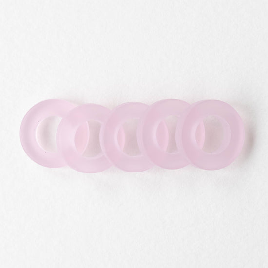 17mm Frosted Glass Rings - Pink - 2 0r 10